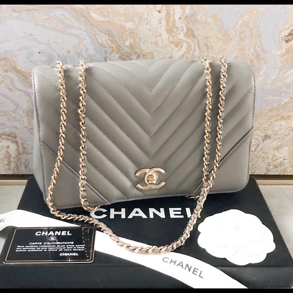 CHANEL Handbags - Chanel Calfskin Quilted Chevron Statement Flap Bag